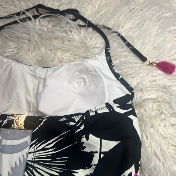 Trina Turk Black and White Floral bathing suit top - scarf bandana style - Picture 13 of 16